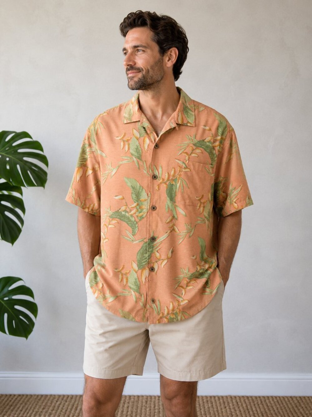Caribbean Joe 100% Silk Hawaiian Shirt XXL Tropical Floral Camp Shirt